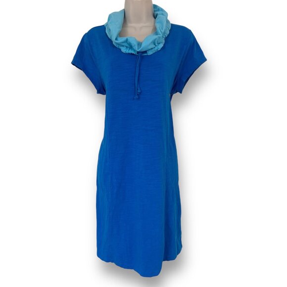 Chico's Size 2 = Large/12 ZENERGY BLUE COLORBLOCK‎ SHIFT DRESS W/POCKETS Summer - Picture 3 of 10